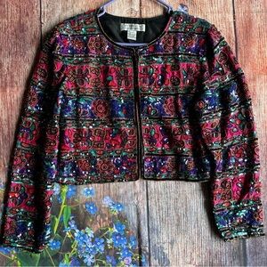 NITELINE by DELLA ROUFOGALI Silk Beaded Blazer Size L
